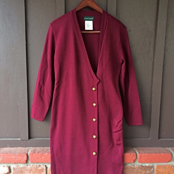 Harve Benard Dark Red Long Sleeve Wool Dress - Size Small - Picture 8 of 9